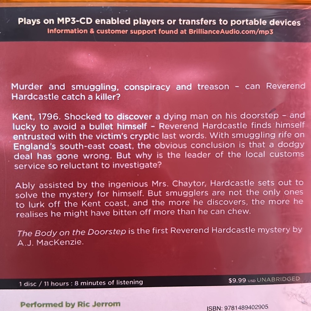 Audiobook MP3 Audio CD THE BODY ON THE DOORSTEP BY AJ MACKENZIE-Mystery - Picture 3 of 10